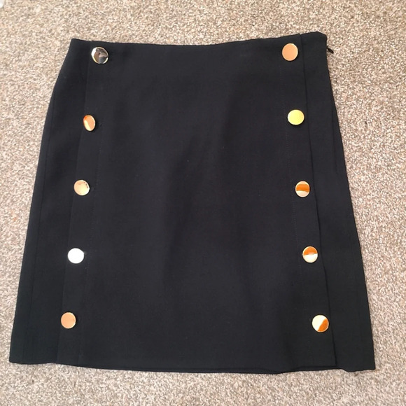 LOFT Dresses & Skirts - Loft black mini skirt with shiny gold buttons